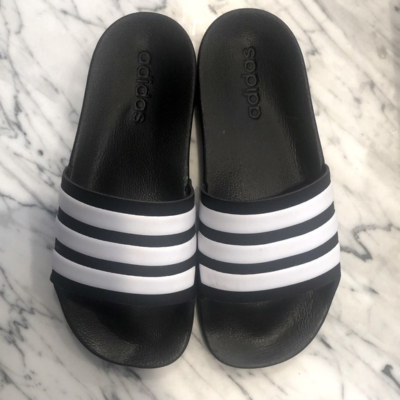 adidas Shoes Adidas Slippers Black And White Striped Poshmark